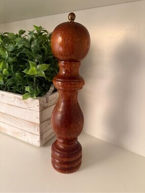 Vintage Tall Wooden Pepper Mill Grinder